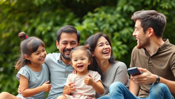 Navigating blended families: joyful family bonding in a park