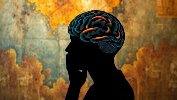 Conceptual illustration of emotional wellness with a silhouetted figure.