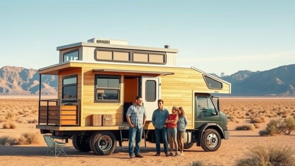 Family with mobile tiny home in desert landscape, Tiny homes discussions.