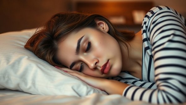 Cozy bedroom scene with young woman resting to improve sleep for better health goals.