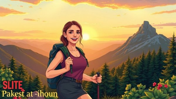 Young woman hiking in the mountains enjoying the joy of being single.