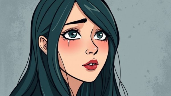 Illustration of a woman, emotional expression, for emotional wellness theme.