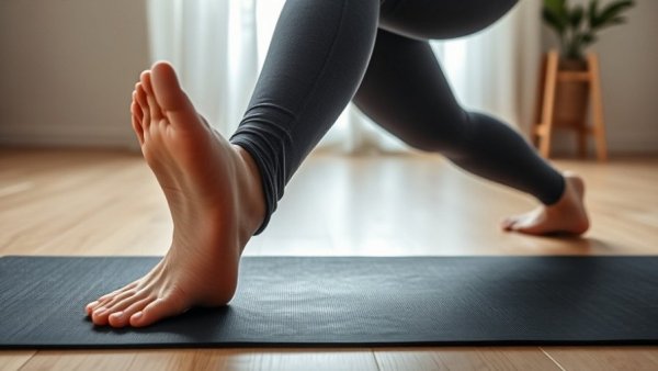 Practicing yoga pose for tight hip flexors on black mat.