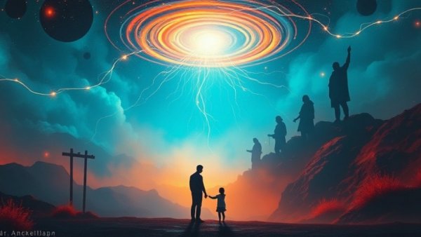 Abstract art depicting breaking inherited anxiety cycle.