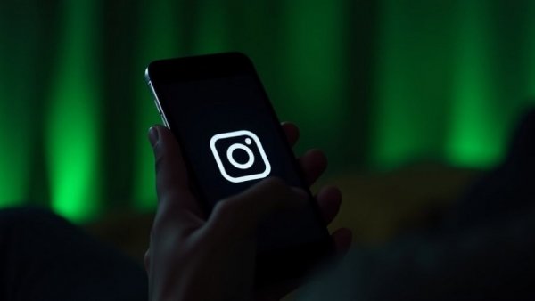 Person viewing Instagram app on smartphone in dim room, life after Instagram.