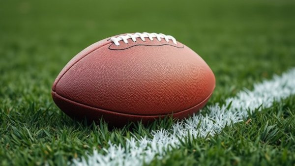 Close-up of football on field for Super Bowl Betting Trends.