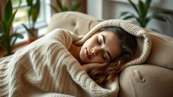 Managing fatigue and infections during chronic leukaemia treatment: woman resting peacefully indoors.