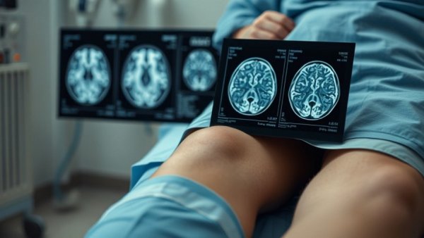 MRI brain scans beside patient, highlighting support needs of people with acquired brain injury.