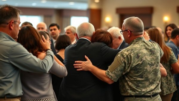 Emotional reunion at military retirement ceremony