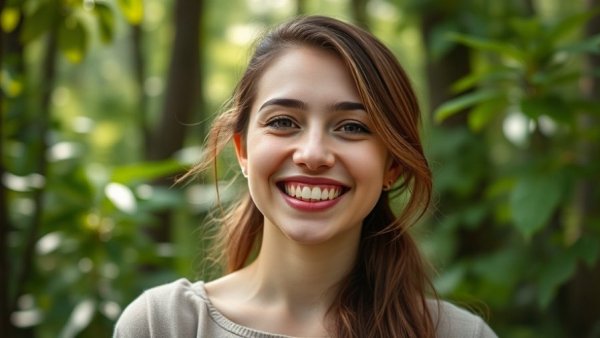 Mindful living podcast promotion featuring smiling woman.