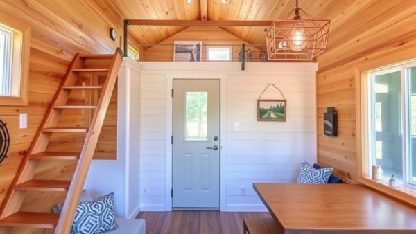 Custom-Built 24ft Tiny House with Two Lofts and a Storage Stairway for $75K in California