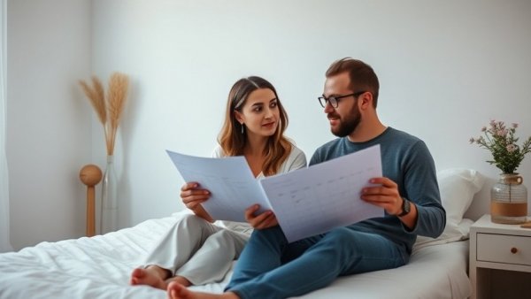 Couple planning three months before trying to conceive in a bright room.