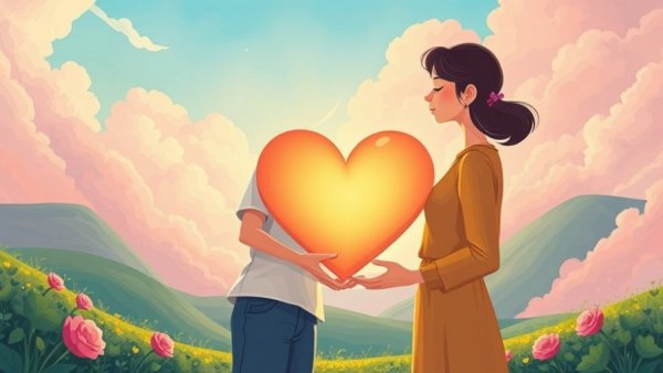 Illustration symbolizing pathways to heal from heartbreak, cartoon style