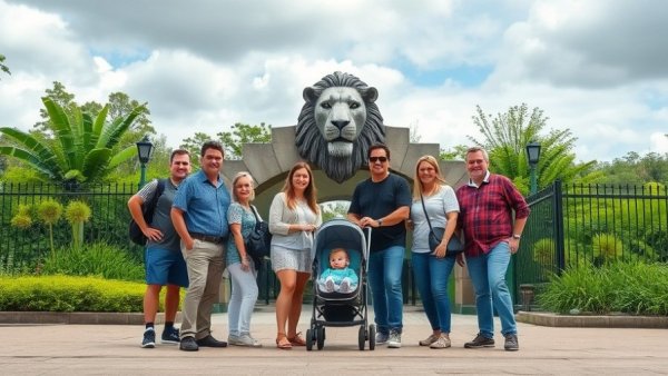 Group of friends in military families enjoying a zoo visit