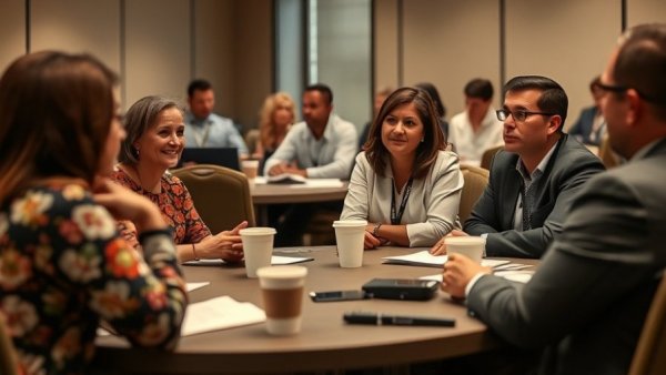 Engaged group discussing military spouse employment at a workshop.