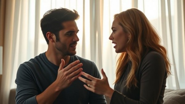 Tense couple during argument highlighting spouse criticism in marriage.