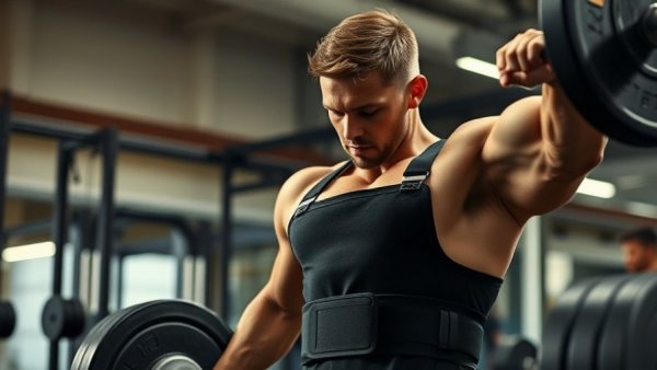 Athlete using lifting belt benefits for deadlift in gym setting.