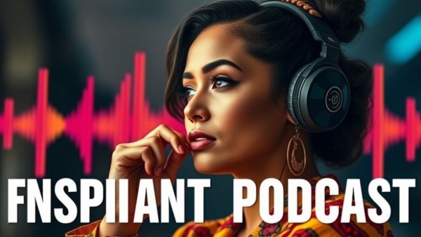 Mindful living podcast cover with motivational text and a woman.