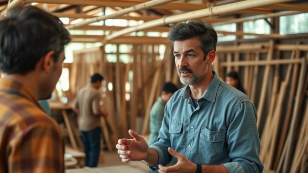 Man demonstrating modern use of bamboo in tiny homes