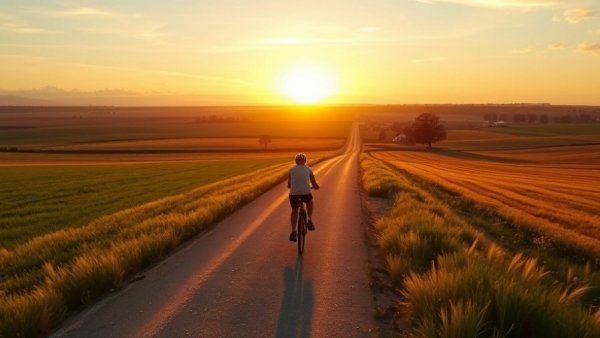 Cycling in serene countryside to manage stress after deployment