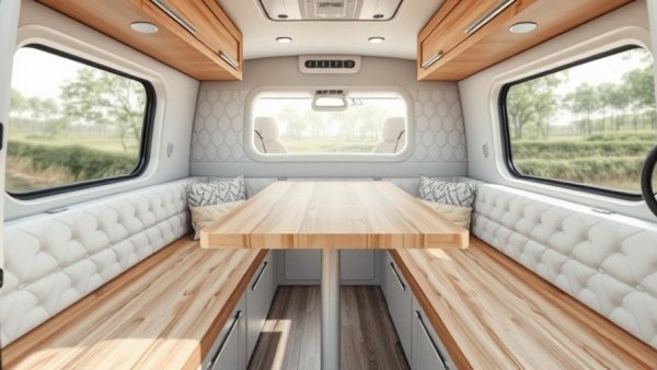 Modern camper interior showcasing mobile lifestyles