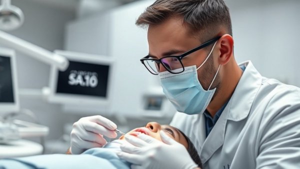 Dentist examining patient, Oral Health in Woodbridge VA, modern clinic.