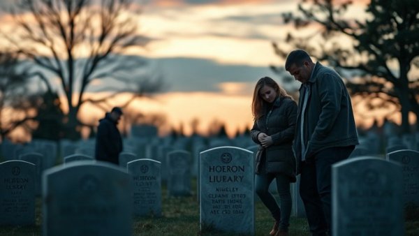 Family honoring Gold Star families remembrance at a graveyard