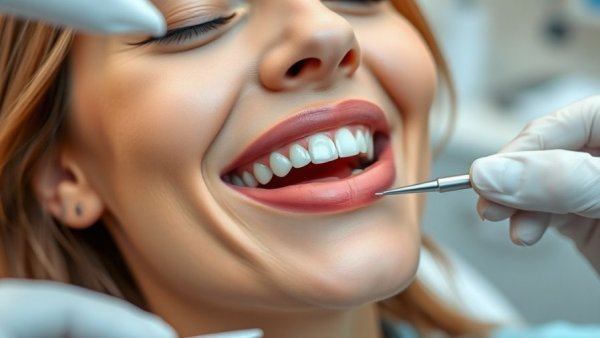 Cosmetic dentistry in London, woman with teeth shade guide