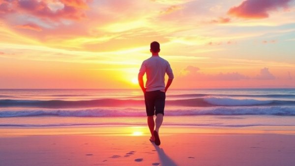Watercolor scene of a person walking towards a sunset, embodying finding hope after a life-changing diagnosis.