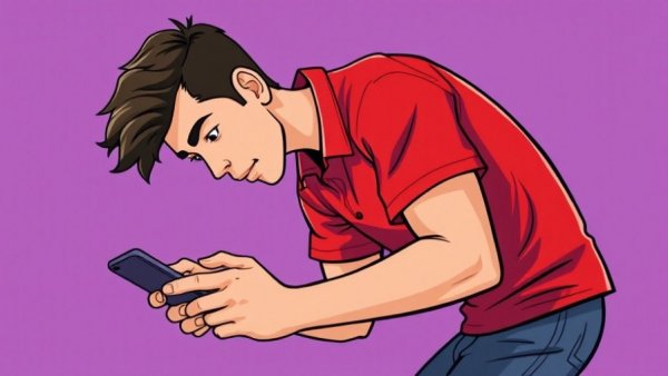 Cartoon of harmful habits during stressful days with man on phone