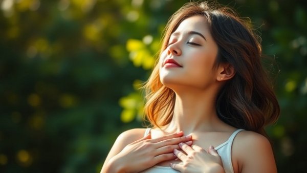 Serene woman practicing yoga outdoors to lower cortisol levels.