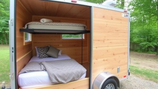 A 14-Foot Cargo Trailer Tiny Home with a Lift Bed, Real Shower, and Ramp Patio