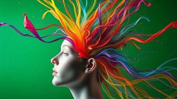 Surreal head with colorful streams symbolizes ignoring dumb questions
