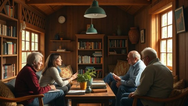 Catskills Tiny House Workshop cozy discussion in a yurt.