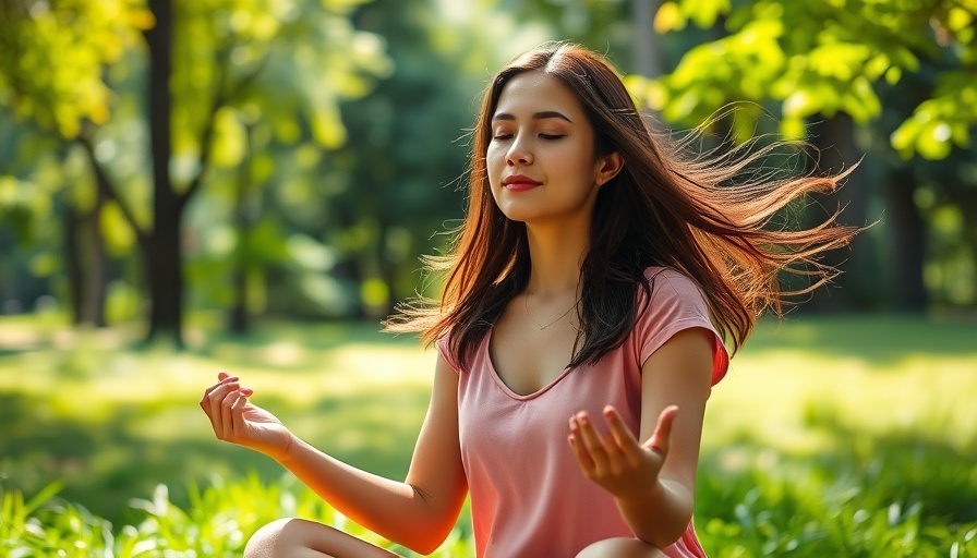 Young woman meditating in nature, embracing gratitude.