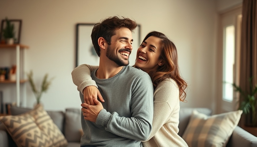 Happy couple laughing together in a cozy room, relationship therapy.