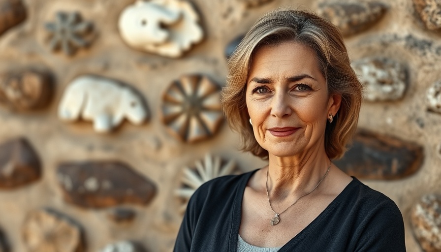 Confident mature woman standing against stone wall