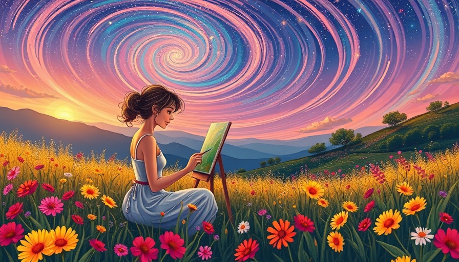 Therapeutic Art for Emotional Wellness featuring a woman painting amidst nature.
