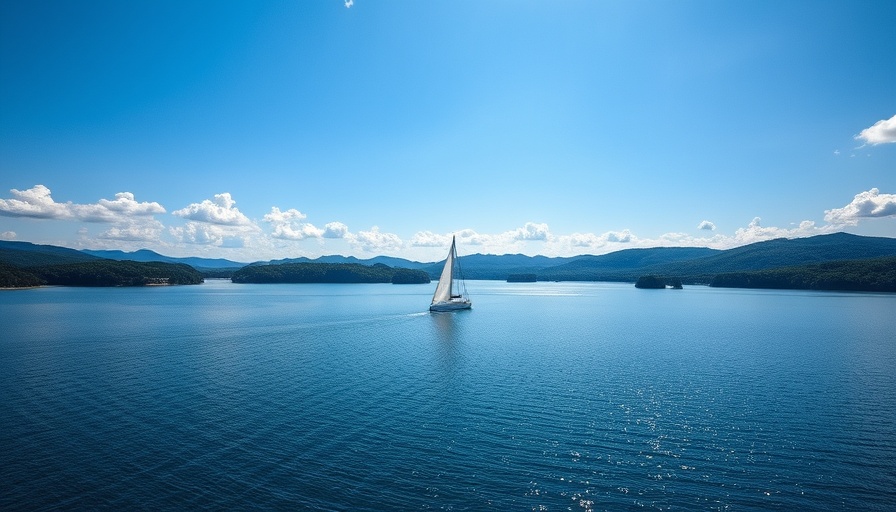 Scenic view of Lake Norman with sailboat, living well in Lake Norman NC.