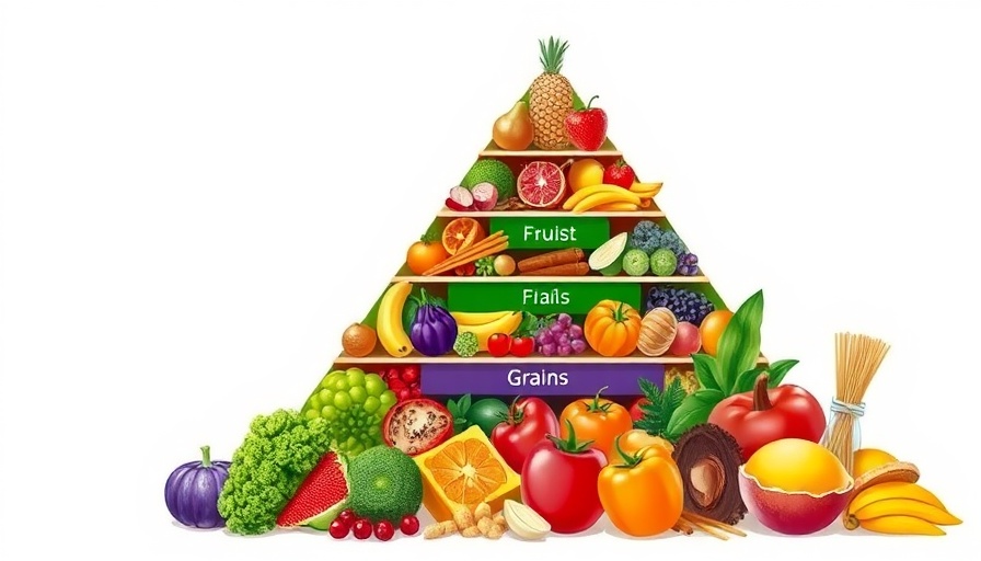 Vibrant food pyramid highlighting weight loss principles.