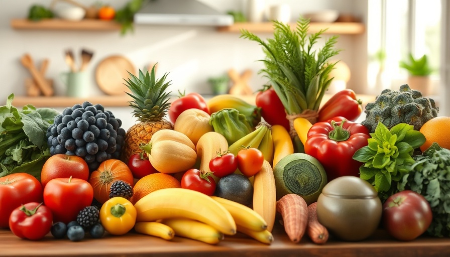 Colorful fresh fruits and vegetables for smart nutrition for weight loss.