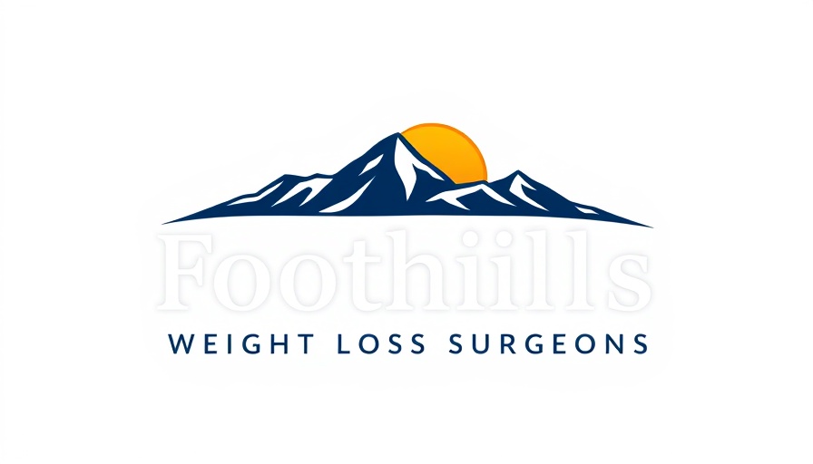 Foothills Weight Loss Surgeons logo, stylized font and mountain graphic.