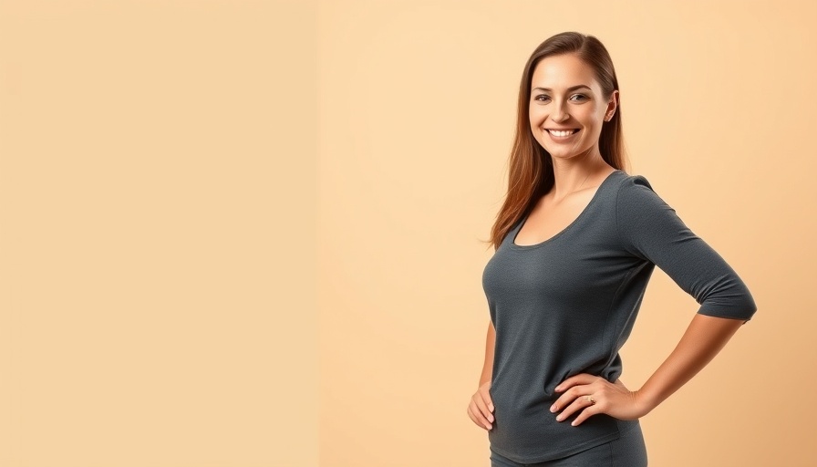 Confident woman promoting comprehensive weight loss solutions.