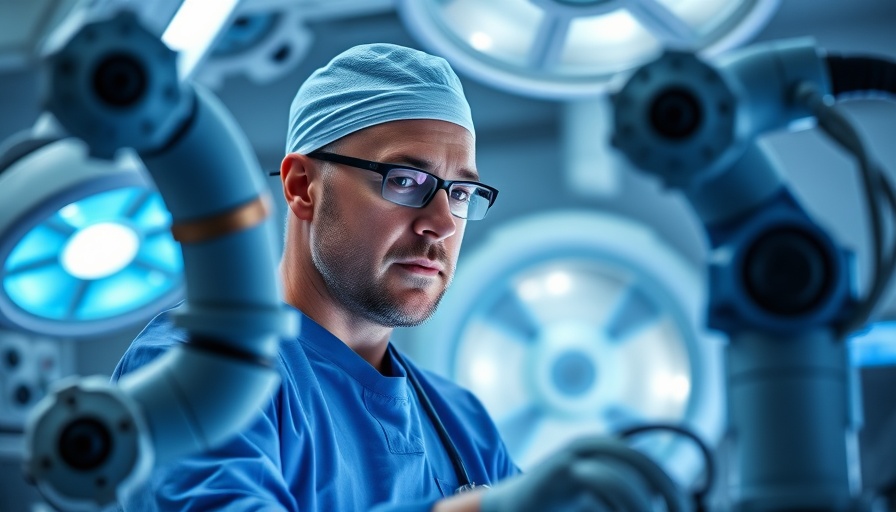 Surgeon using robotic equipment in a modern surgical theater for timely general surgery