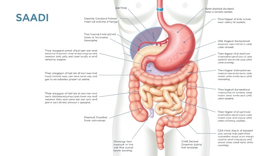 SADI Procedure illustration for Type 2 Diabetes, detailed medical diagram.