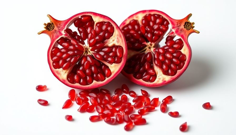 Vibrant split pomegranate and seeds for fall harvest salads.