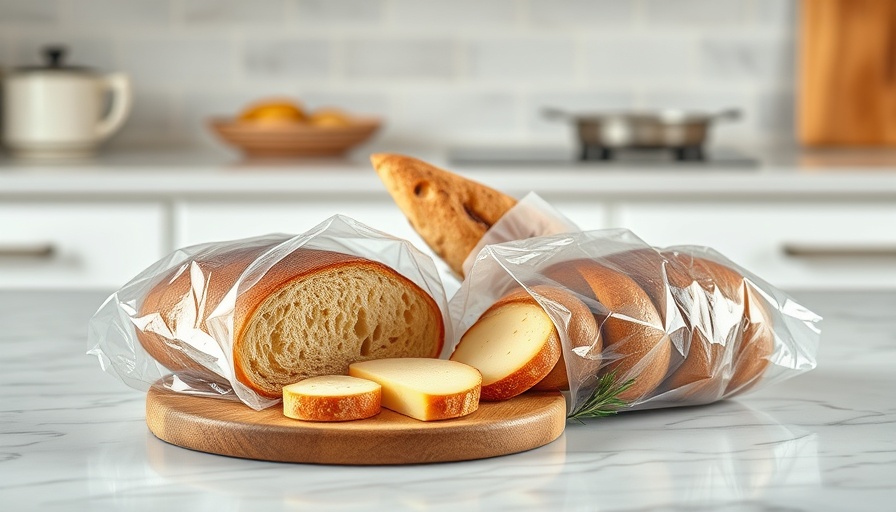 Plastic-free kitchen swaps: bread and cheese in eco wraps.