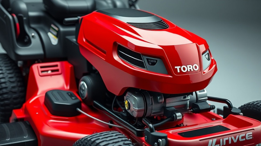 Toro's new equipment for efficient landscaping, detailed red lawn mower.