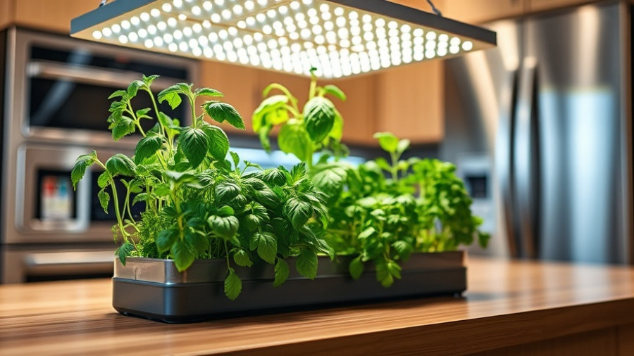 Best Grow Lights of 2025 illuminating herbs on kitchen countertop.