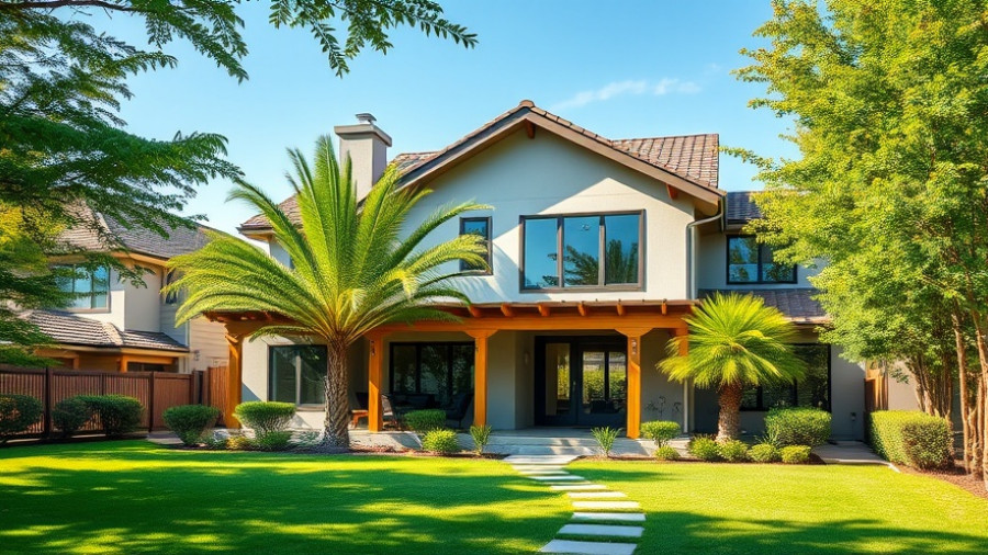 Inviting suburban home with lush greenery, showcasing effective home security products.